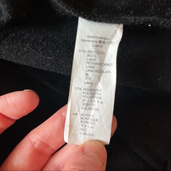 Gap Jacket Black Wool Blend Moto Winter Coat with Faux Vegan Shearling Trim Sz L - Picture 6 of 16